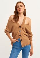 Bayan Çok Renkli Cut-Out Detaylı Midi Hırka