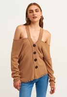 Bayan Çok Renkli Cut-Out Detaylı Midi Hırka
