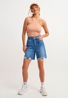 Bayan Mavi Kemerli Denim Şort
