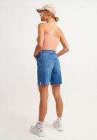 Bayan Mavi Kemerli Denim Şort