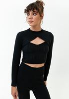 Women Black Corded knit bolero