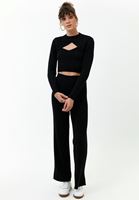 Women Black Corded knit bolero