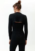 Women Black Corded knit bolero