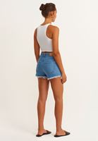 Bayan Mavi High-Rise Denim Şort