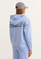 Bayan Mavi Sırtı Baskı Detaylı Kapüşonlu Sweatshirt