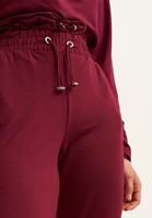 Bayan Bordo Bel Detaylı Carrot-Fit Pantolon