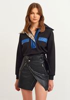 Bayan Çok Renkli Çıtçıtlı Yaka Sweatshirt