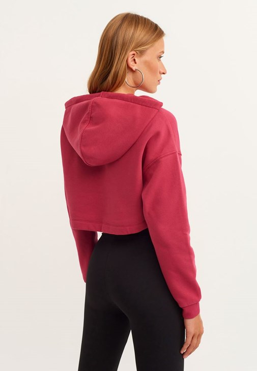 Kapüşonlu Crop Sweatshirt ve Legging Tayt Kombini 