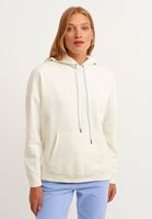 Bayan Krem Pamuklu Uzun Kollu Sweatshirt