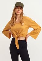 Bayan Turuncu Belden Bağlamalı Crop Sweat