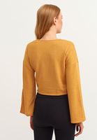Bayan Turuncu Belden Bağlamalı Crop Sweat