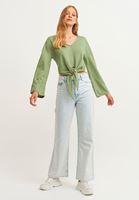 Bayan Yeşil Belden Bağlamalı Crop Sweat