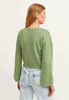 Bayan Yeşil Belden Bağlamalı Crop Sweat