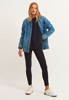 Bayan Siyah Sıfır Yaka Oversize Sweatshirt