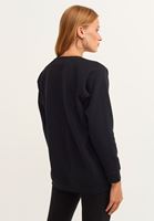Bayan Siyah Sıfır Yaka Oversize Sweatshirt