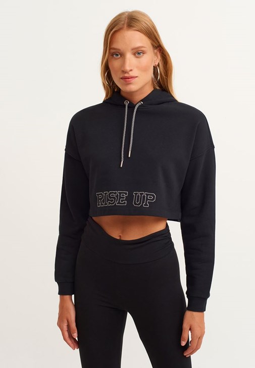Crop Sweatshirt ve Tayt Kombini