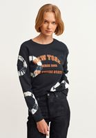Bayan Koyu Gri Batik Yıkamalı Sweatshirt