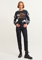 Bayan Koyu Gri Batik Yıkamalı Sweatshirt