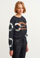 Bayan Koyu Gri Batik Yıkamalı Sweatshirt