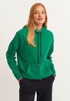 Bayan Yeşil Baskılı Kapüşonlu Sweatshirt