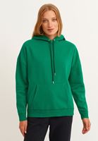 Bayan Yeşil Baskılı Kapüşonlu Sweatshirt