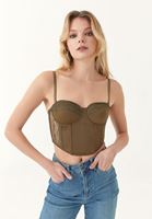 Bayan Yeşil Dantelli Askılı Bralet