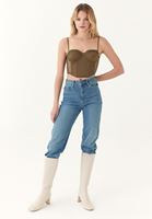 Bayan Yeşil Dantelli Askılı Bralet