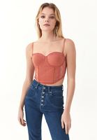 Bayan Turuncu Dantelli Askılı Bralet
