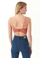 Bayan Turuncu Dantelli Askılı Bralet