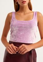 Bayan Mor Kare Yaka Crop Tank Top