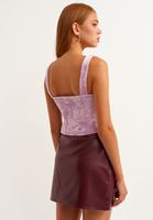 Bayan Mor Kare Yaka Crop Tank Top