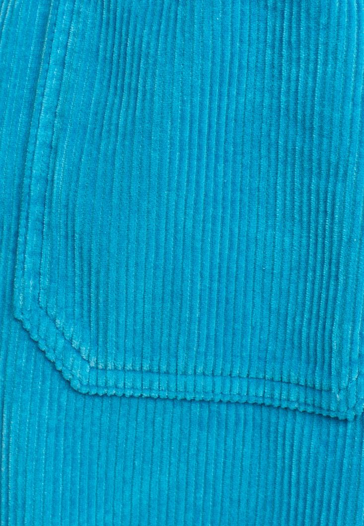 Women Blue Oversize Cord Velvet Shirt