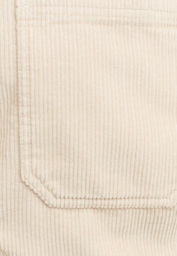 Women Beige Oversize Cord Velvet Shirt