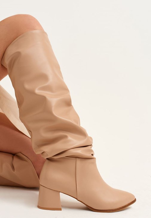 Casual Poplin Gömlek Elbise ve Vegan Deri Slouchy Çizme Kombini