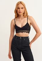 Bayan Siyah Dantelli Askılı Bralet