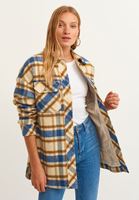 Women Blue Plaid shirt jacket