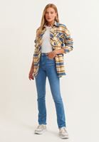 Women Blue Plaid shirt jacket