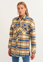 Women Blue Plaid shirt jacket