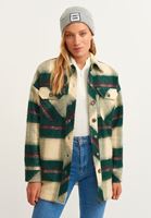 Women Green Plaid shirt jacket