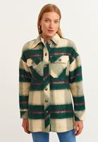 Women Green Plaid shirt jacket