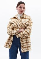 Women Beige Plaid shirt jacket