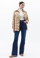 Women Beige Plaid shirt jacket