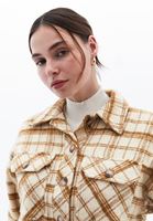 Women Beige Plaid shirt jacket