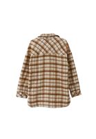 Women Beige Plaid shirt jacket