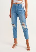Bayan Mavi Slim Boyfriend Denim Pantolon 