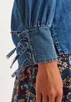 Bayan Mavi Balon Kollu Denim Gömlek