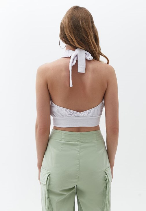 Halter Yaka Crop ve Mini Şort Kombini 