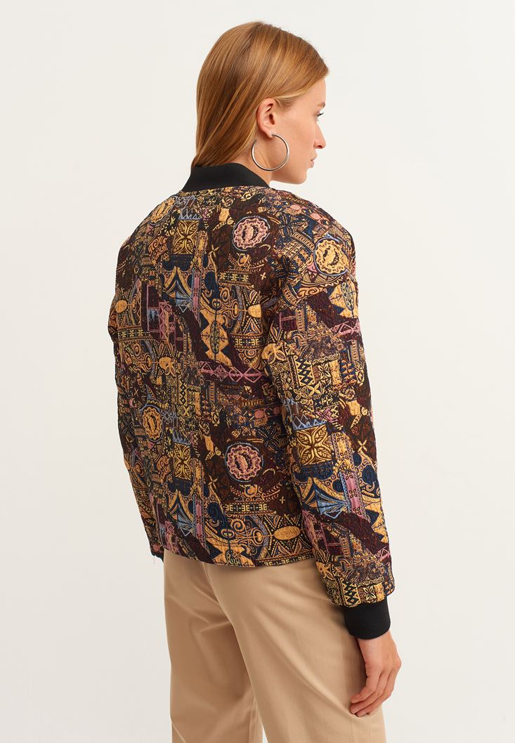 Women Mixed Patterned Bomber Jacket