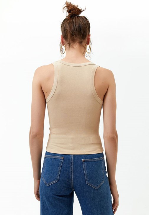 Halter Yaka Atlet ve Boot Cut Denim Kombini