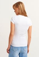 Bayan Beyaz Pamuklu U-Neck Tişört